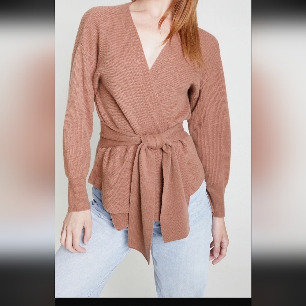 Santorelli Tan Wrap Cardigan